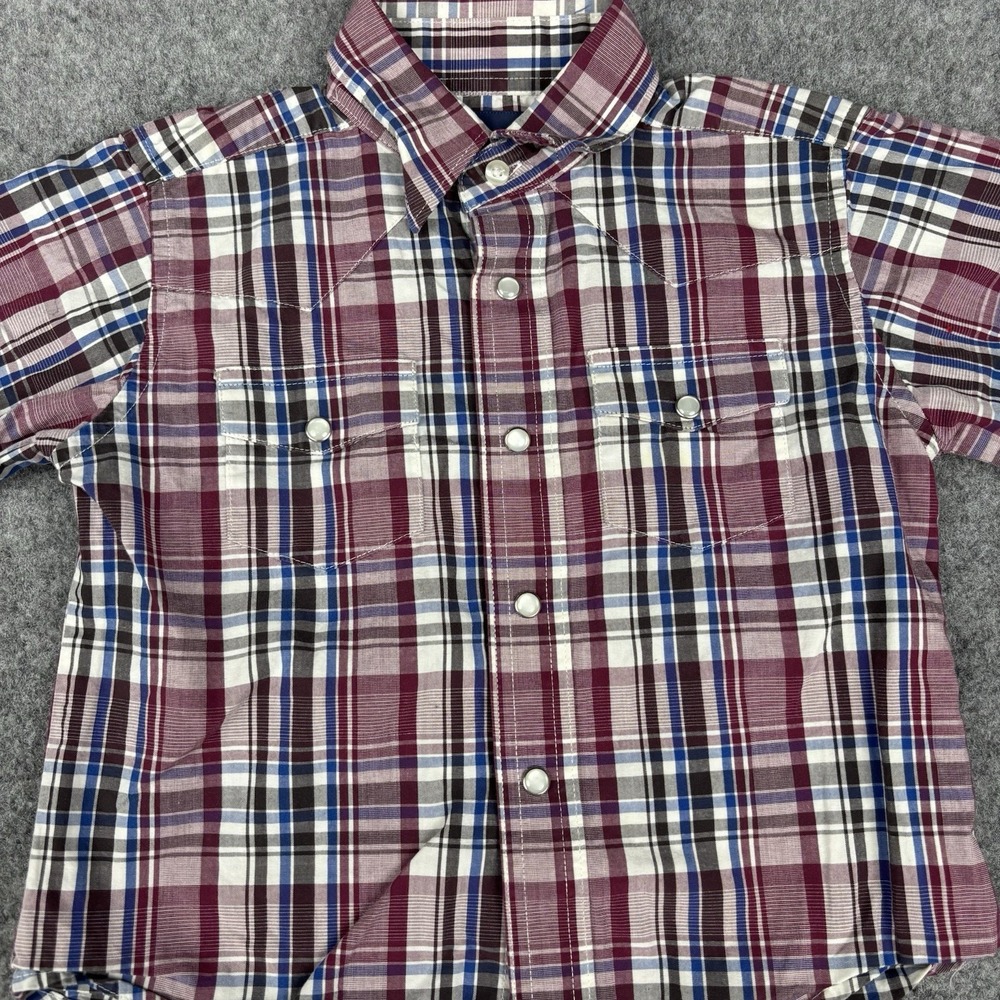 Wrangler Western Shirt Boy Toddler 3-4T Red Pearl Snap Cowboy Rodeo Children EUC